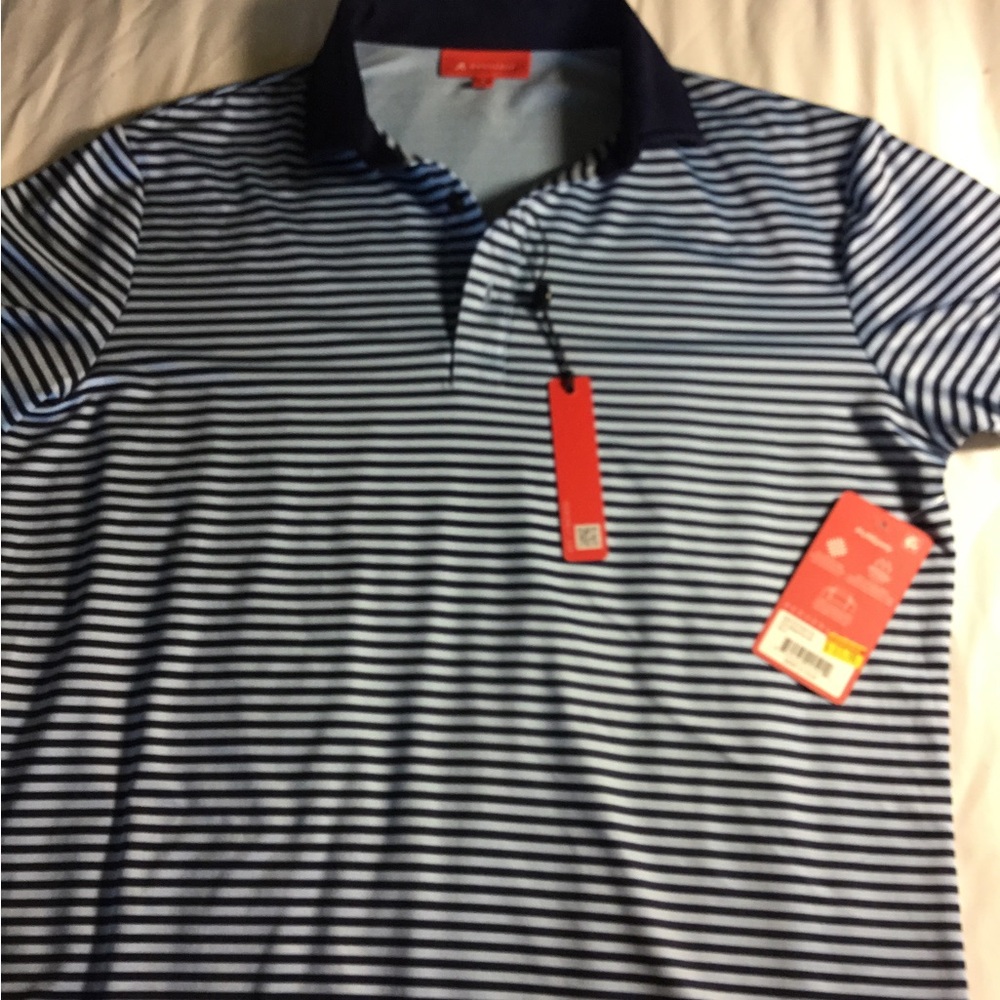 Men's Striped Polo Shirt - Navy/White
